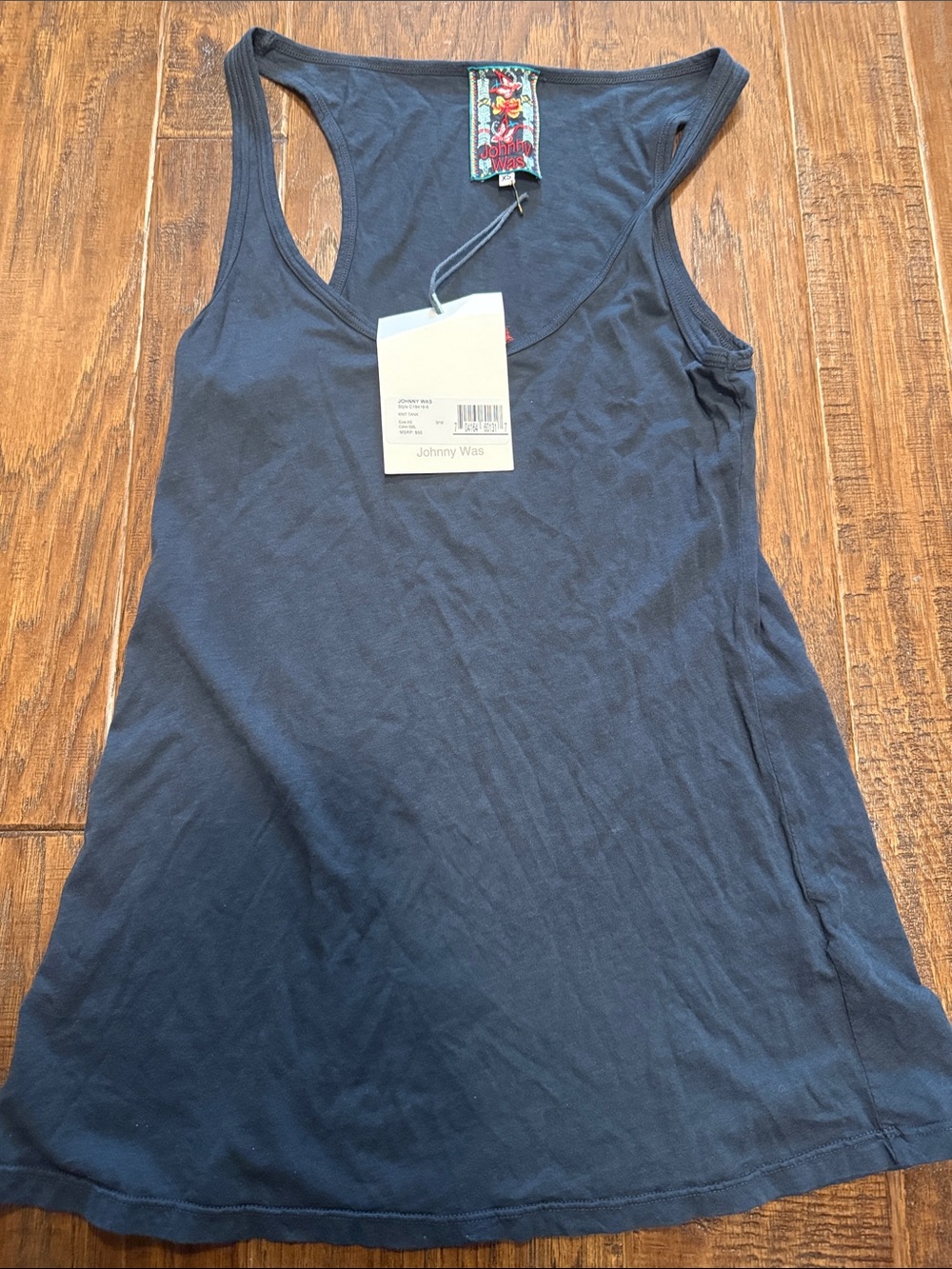 Johnny Was Navy Racerback Cotton Tank Top